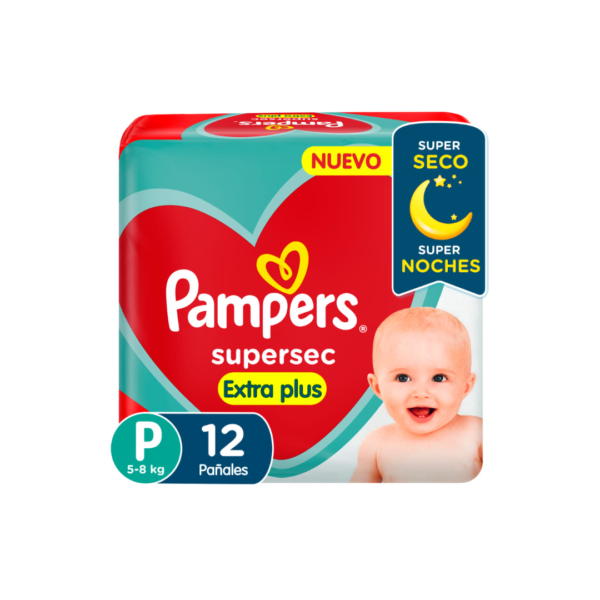 Pampers pañal supersec plus p x12u