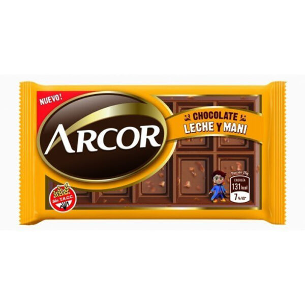 Arcor chocolate celofan x25 leche c/mani