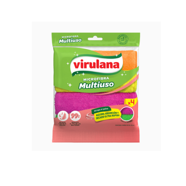 Virulana paño microfibra multiuso x4