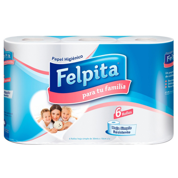 Felpita papel hig 6x30m simple hoja
