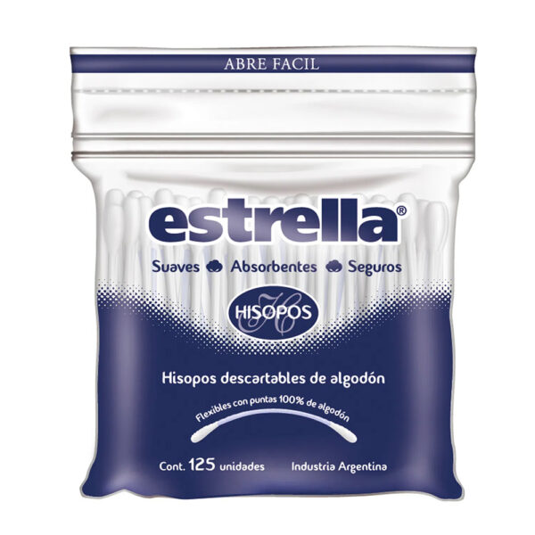 Estrella hisopos bolsa zipper x125u