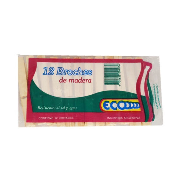 Ecoo broches madera x 12