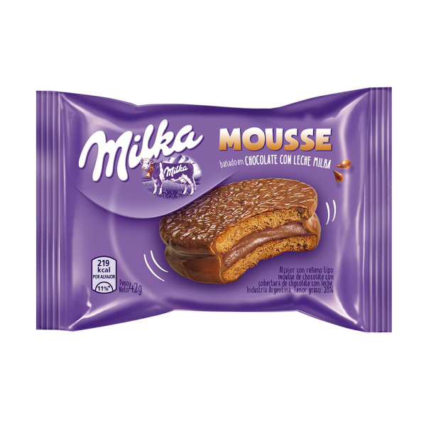 Milka alfajor single x42g mousse leche