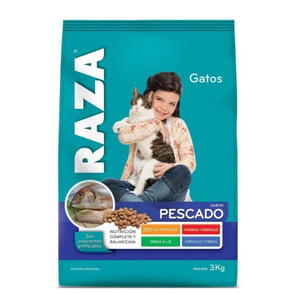 Raza alimento gato adulto x3kg pescado
