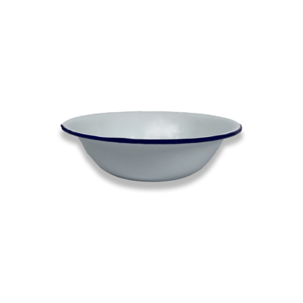 Bowl enlozado blanco c/borde color 14cm